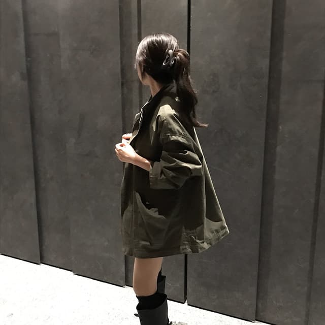 한국 chic 가을 겨울 새로운 한 부서 레트로 스탠드 칼라 기타 주머니 캐주얼 워크웨어 재킷 재킷 상세 이미지 46