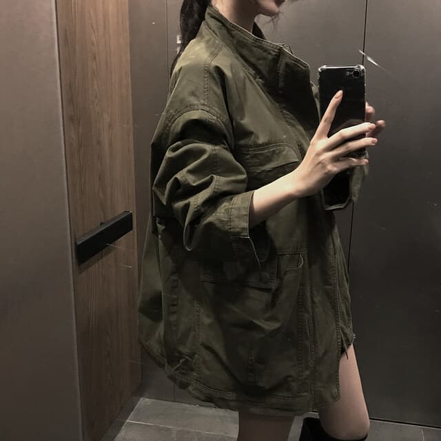 한국 chic 가을 겨울 새로운 한 부서 레트로 스탠드 칼라 기타 주머니 캐주얼 워크웨어 재킷 재킷 상세 이미지 49