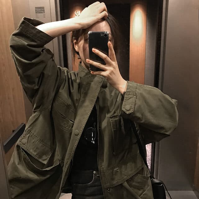 한국 chic 가을 겨울 새로운 한 부서 레트로 스탠드 칼라 기타 주머니 캐주얼 워크웨어 재킷 재킷 상세 이미지 54