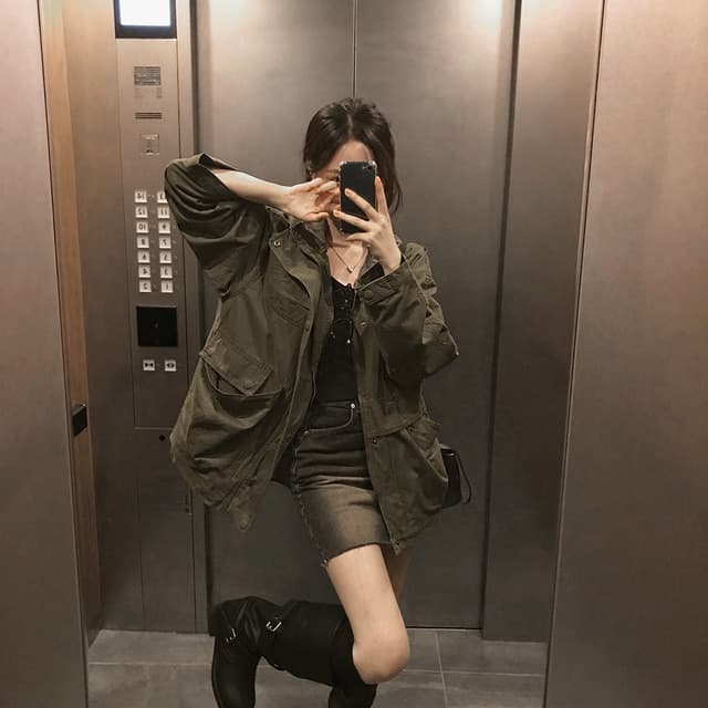 한국 chic 가을 겨울 새로운 한 부서 레트로 스탠드 칼라 기타 주머니 캐주얼 워크웨어 재킷 재킷 상세 이미지 59