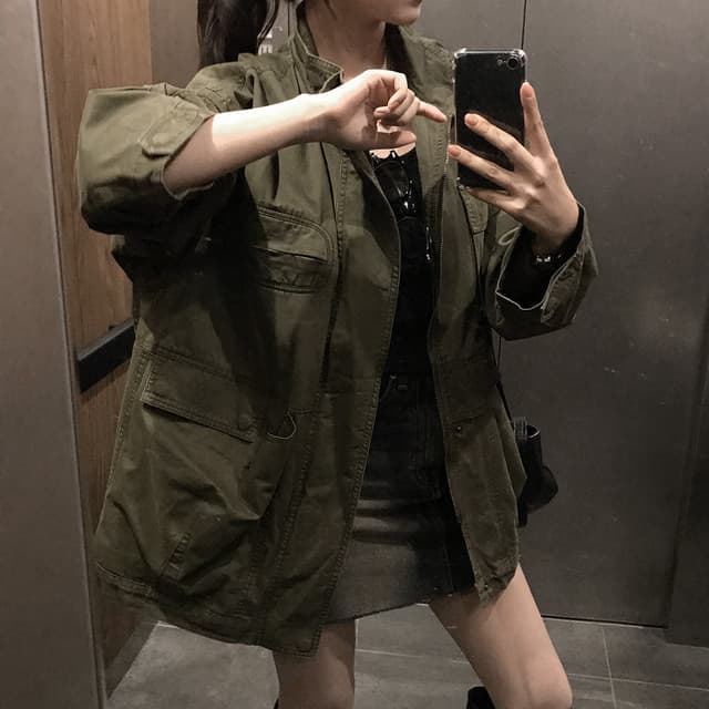 한국 chic 가을 겨울 새로운 한 부서 레트로 스탠드 칼라 기타 주머니 캐주얼 워크웨어 재킷 재킷 상세 이미지 60