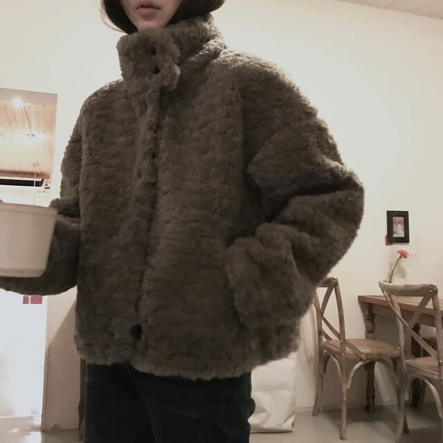 있음 선적 사이즈 업데이트 한국 chic 가을 겨울 한 부서 스탠드 칼라 학원 스타일 쇼트 스타일 양털 보온 재킷 상세 이미지 4