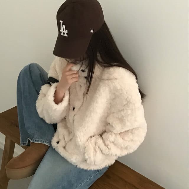 있음 선적 사이즈 업데이트 한국 chic 가을 겨울 한 부서 스탠드 칼라 학원 스타일 쇼트 스타일 양털 보온 재킷 상세 이미지 15