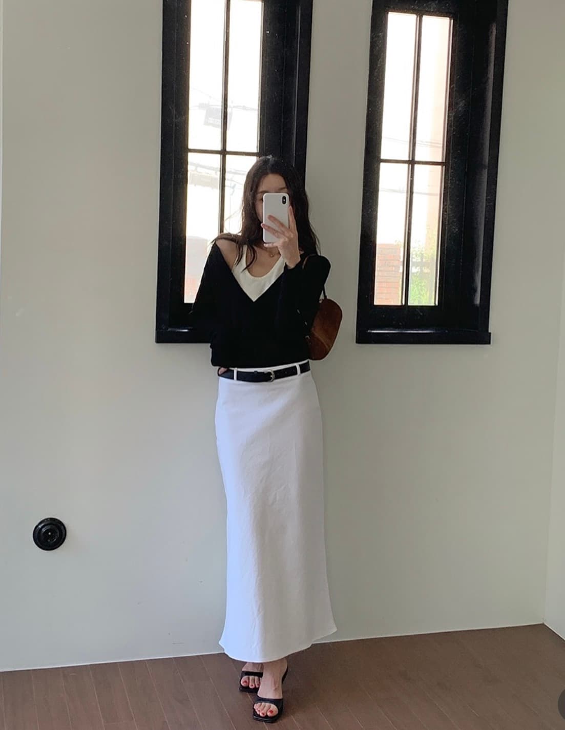 있음 선적 사이즈 업데이트 한국 chic 가을 겨울 새로운 한 부서 페이크 레이어드 행침 목 인사이드 가져 가라. 니트 스웨터 상세 이미지 7