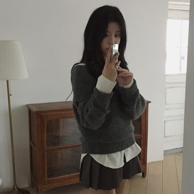 있음 선적 사이즈 업데이트 한국 chic 가을 겨울 보트넥 오프숄더 긴팔 스웨터 여자 품격 니트 스웨터 상세 이미지 31