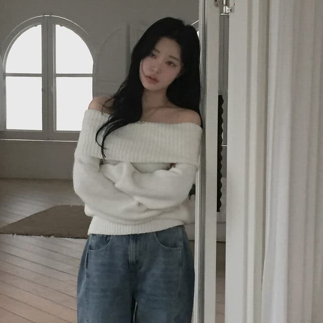 있음 선적 사이즈 업데이트 한국 chic 가을 겨울 보트넥 오프숄더 긴팔 스웨터 여자 품격 니트 스웨터 상세 이미지 50