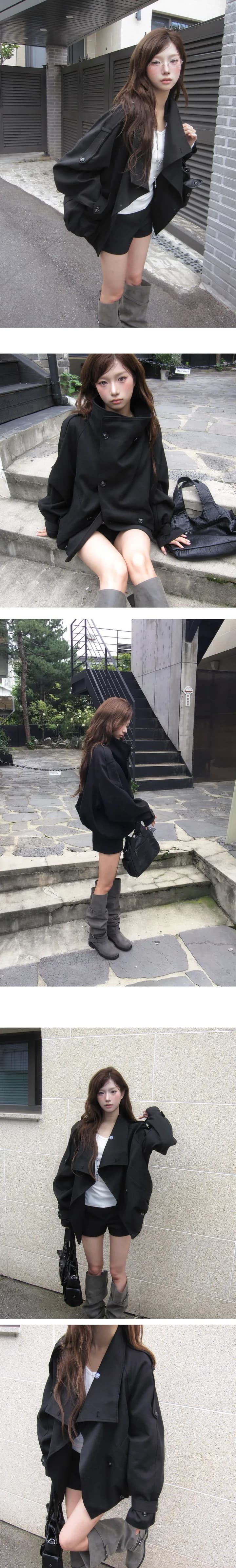 한국 chic 겨울 새로운 ins 영국식 바람 레트로 이중 버튼 쇼트 스타일 바람막이 상세 이미지 6