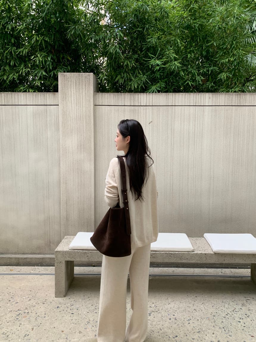 있음 선적 사이즈 업데이트 한국 chic 가을 겨울 고급 센스 캐미솔 카디건 코트 와이드 레그 팬츠 3종 세트 상세 이미지 9