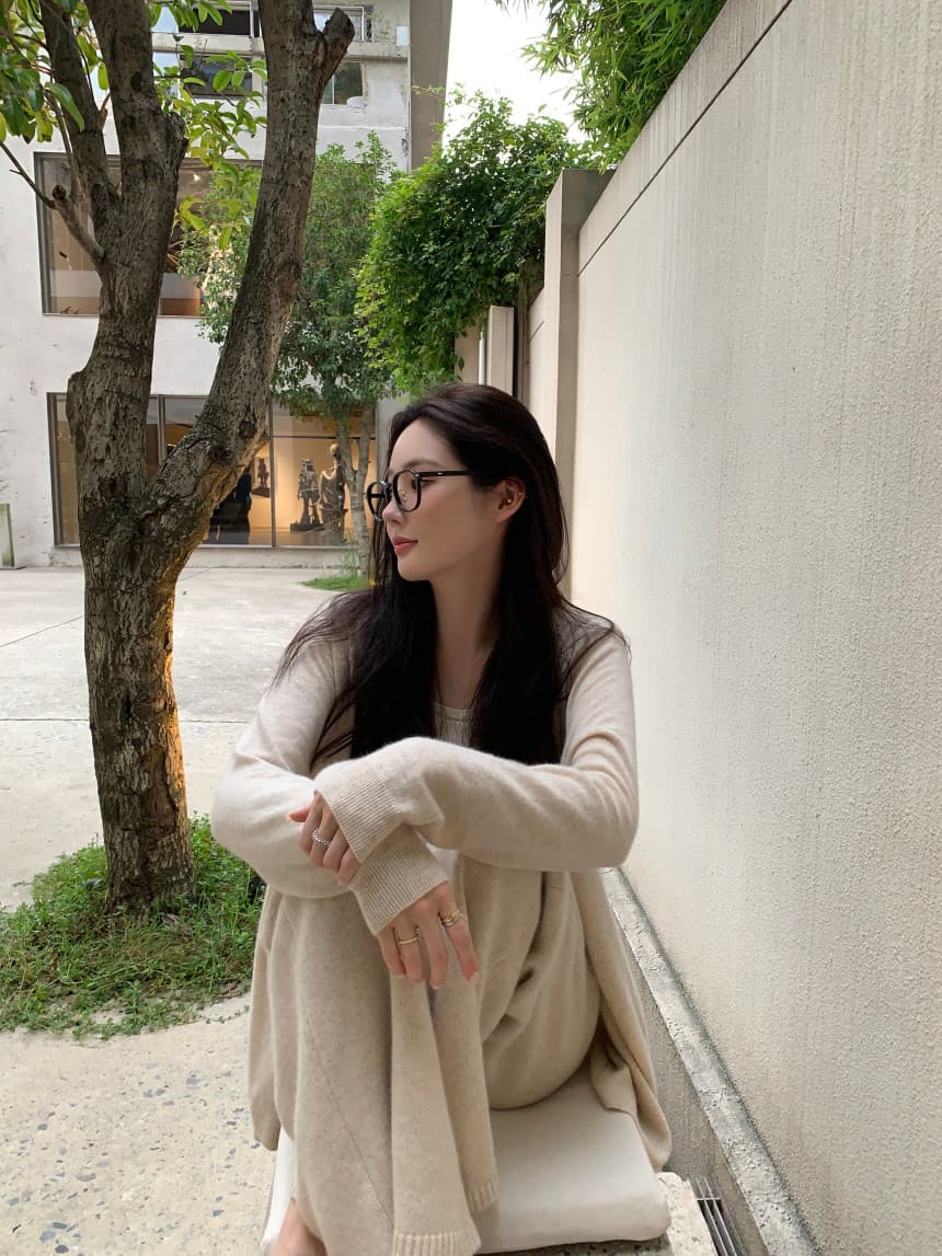 있음 선적 사이즈 업데이트 한국 chic 가을 겨울 고급 센스 캐미솔 카디건 코트 와이드 레그 팬츠 3종 세트 상세 이미지 12