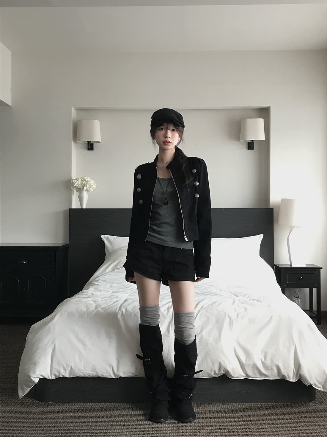 있음 선적 사이즈 업데이트 한국 chic 가을 겨울 새로운 레트로 스탠드 칼라 단추 지퍼 짧은 외투 상세 이미지 35