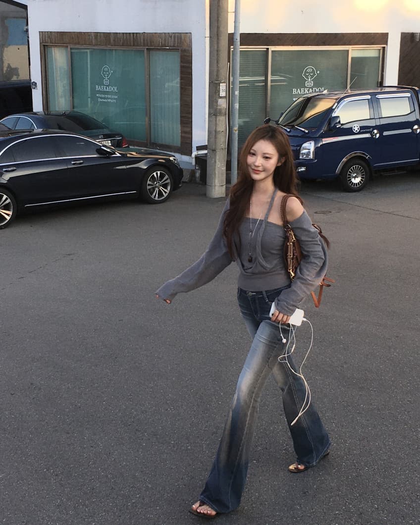 한국 chic 가을 겨울 새로운 섹시함 행침 목 슬립 오픈 가디건 니트 재킷 투피스 세트 세트 상세 이미지 6