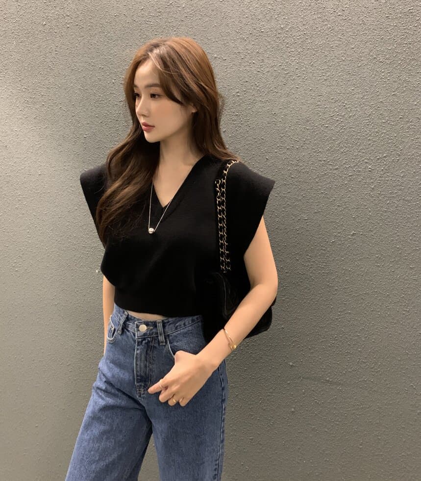 있음 선적 사이즈 업데이트 한국 chic 가을 레트로 V넥 베스트 스웨터 여자 루즈핏 다용도 니트 조끼 상세 이미지 1