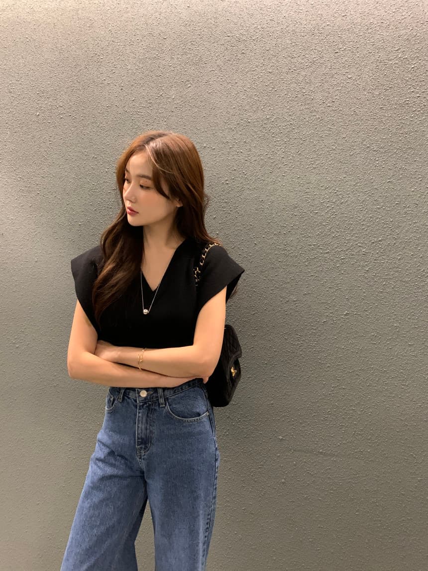 있음 선적 사이즈 업데이트 한국 chic 가을 레트로 V넥 베스트 스웨터 여자 루즈핏 다용도 니트 조끼 상세 이미지 7