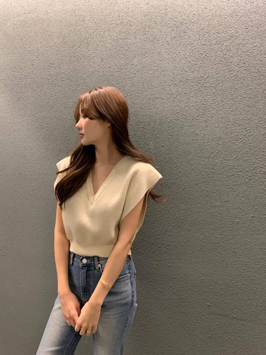 있음 선적 사이즈 업데이트 한국 chic 가을 레트로 V넥 베스트 스웨터 여자 루즈핏 다용도 니트 조끼 상세 이미지 29