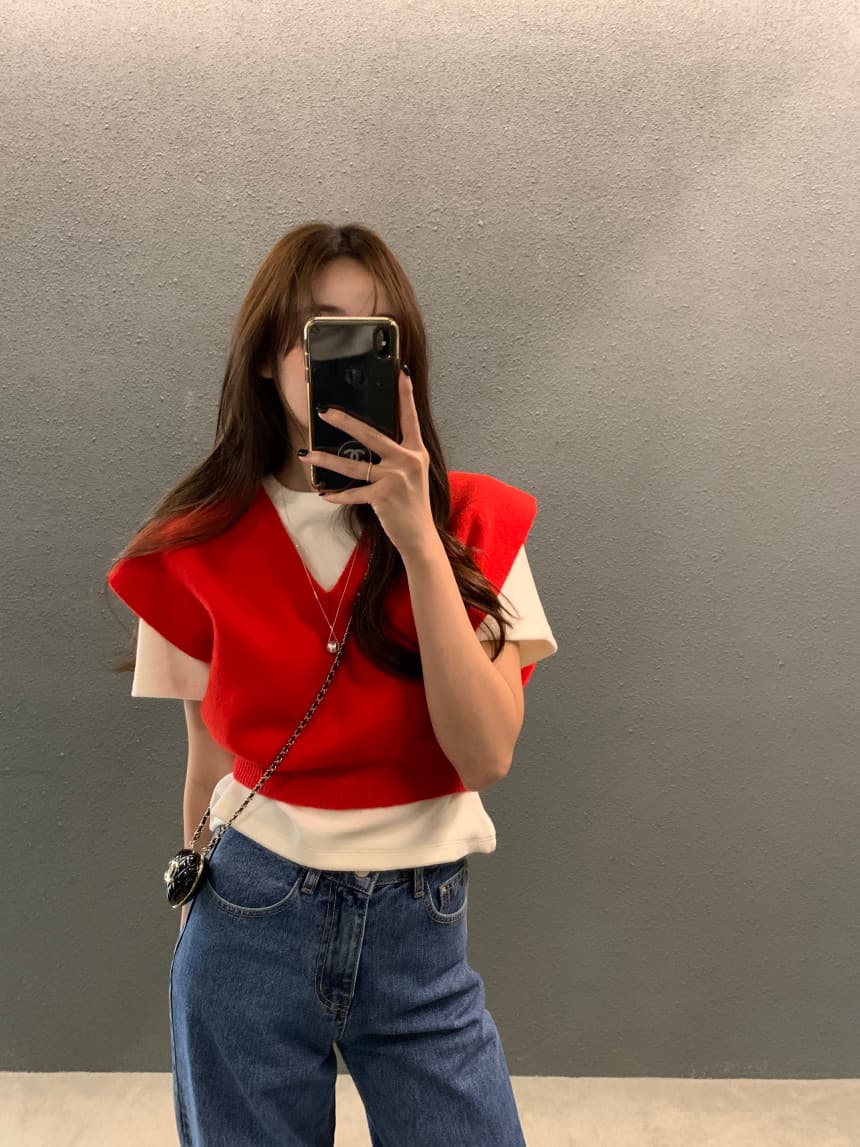 있음 선적 사이즈 업데이트 한국 chic 가을 레트로 V넥 베스트 스웨터 여자 루즈핏 다용도 니트 조끼 상세 이미지 40