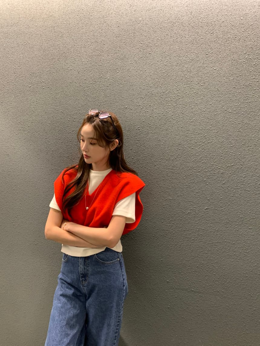 있음 선적 사이즈 업데이트 한국 chic 가을 레트로 V넥 베스트 스웨터 여자 루즈핏 다용도 니트 조끼 상세 이미지 49