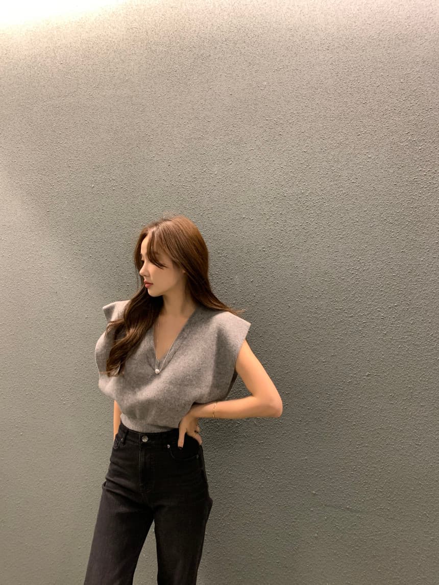 있음 선적 사이즈 업데이트 한국 chic 가을 레트로 V넥 베스트 스웨터 여자 루즈핏 다용도 니트 조끼 상세 이미지 53