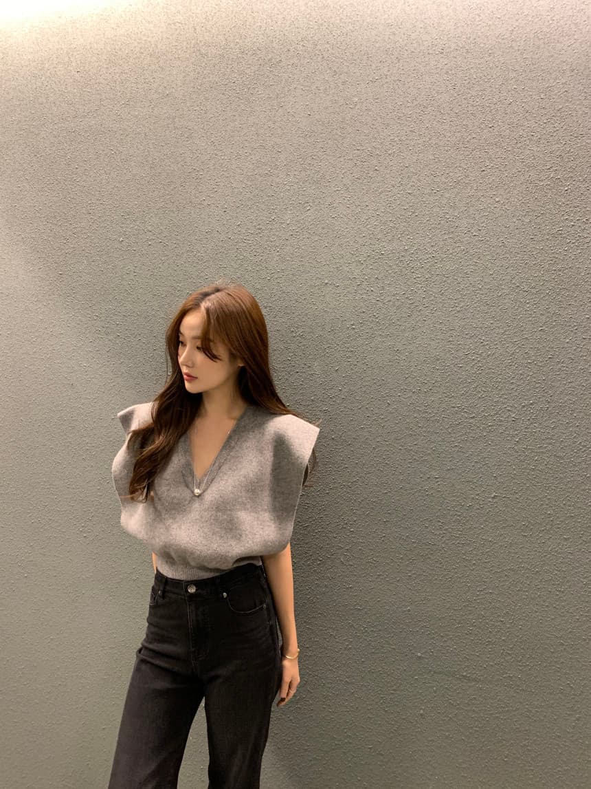 있음 선적 사이즈 업데이트 한국 chic 가을 레트로 V넥 베스트 스웨터 여자 루즈핏 다용도 니트 조끼 상세 이미지 54