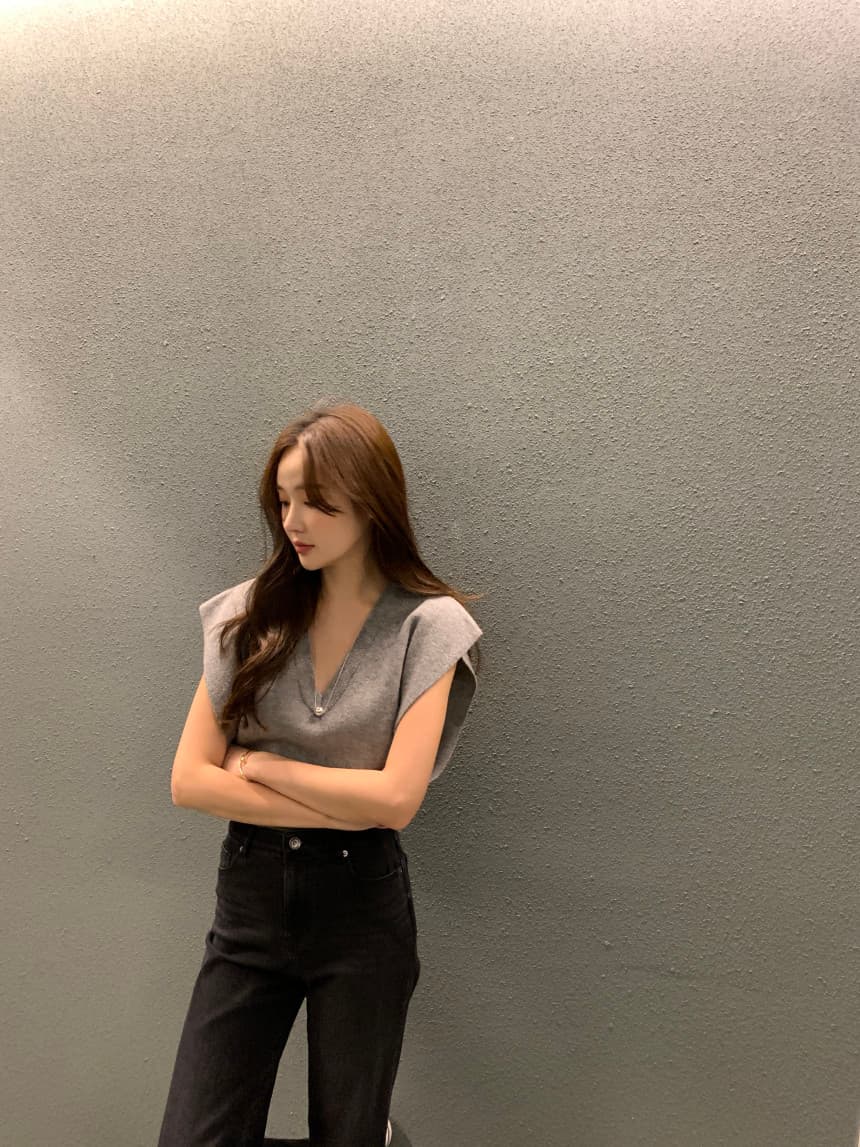 있음 선적 사이즈 업데이트 한국 chic 가을 레트로 V넥 베스트 스웨터 여자 루즈핏 다용도 니트 조끼 상세 이미지 55