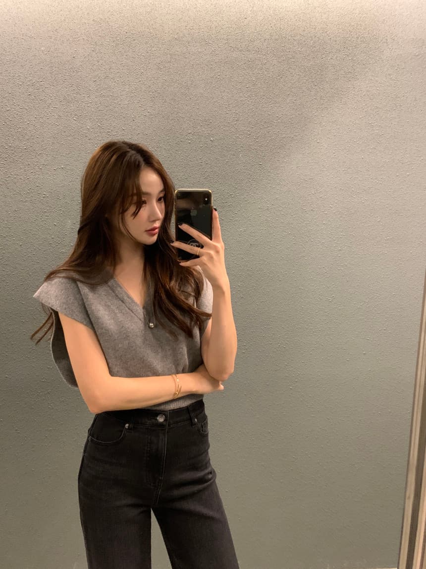 있음 선적 사이즈 업데이트 한국 chic 가을 레트로 V넥 베스트 스웨터 여자 루즈핏 다용도 니트 조끼 상세 이미지 63