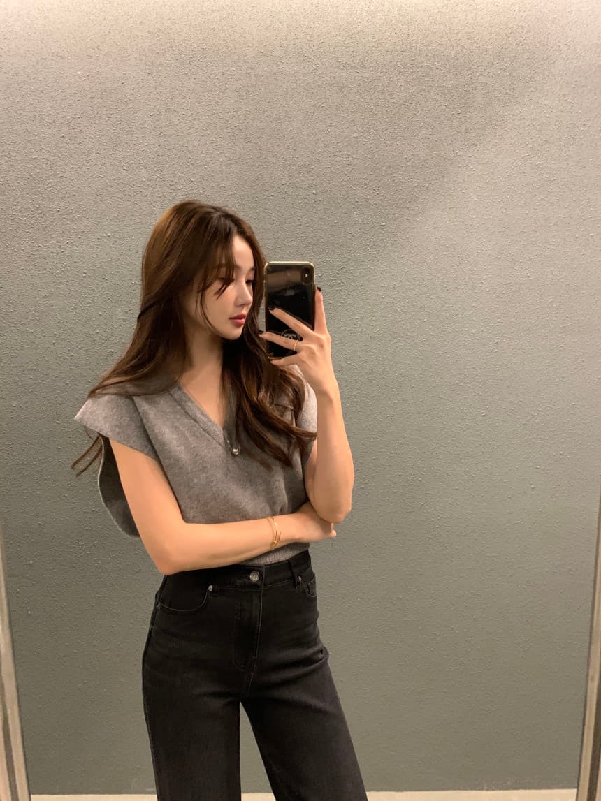 있음 선적 사이즈 업데이트 한국 chic 가을 레트로 V넥 베스트 스웨터 여자 루즈핏 다용도 니트 조끼 상세 이미지 64
