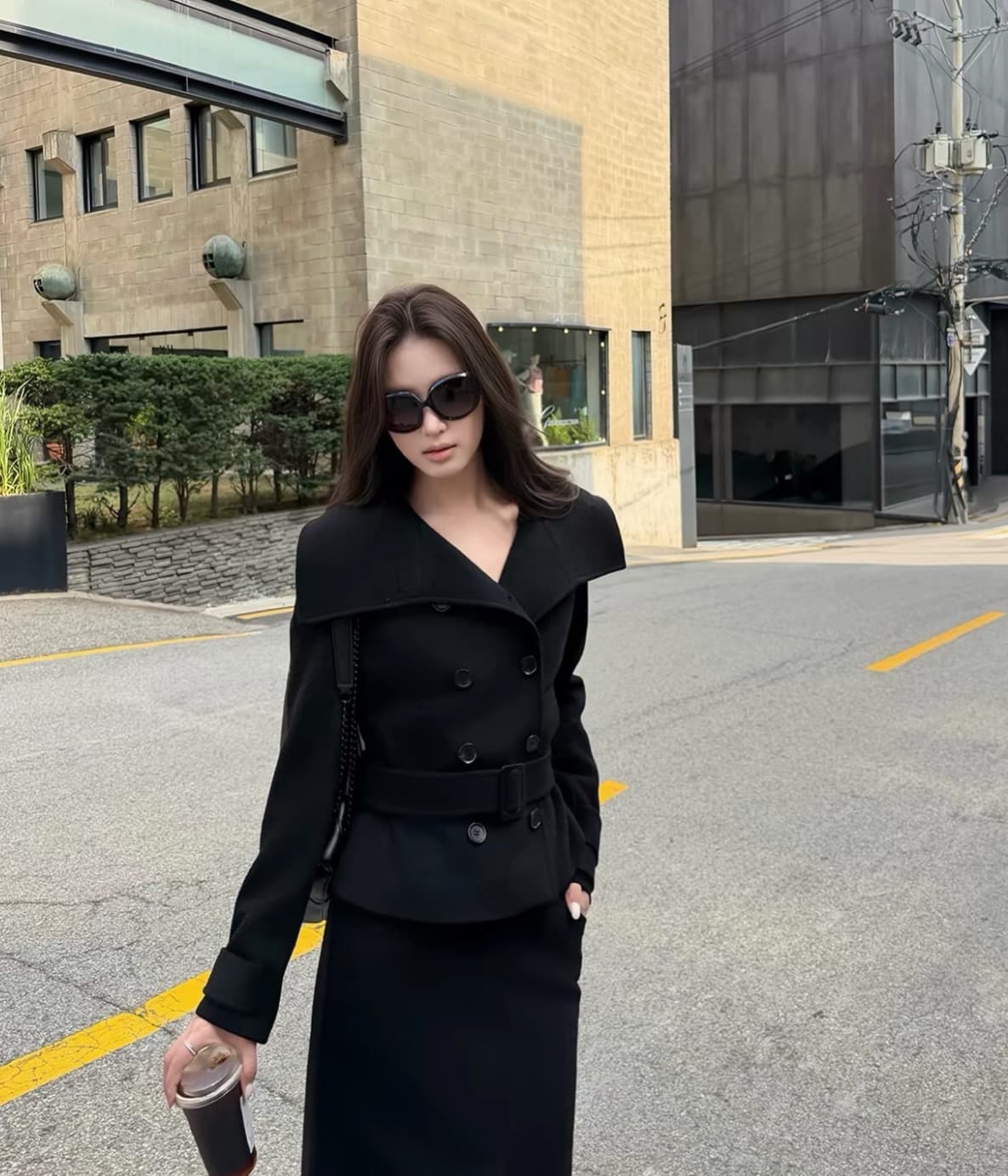 한국 chic 겨울 새로운 고급 센스 벨트 슬림해 보이는 이중 버튼 두꺼운 모직 외투 상세 이미지 5