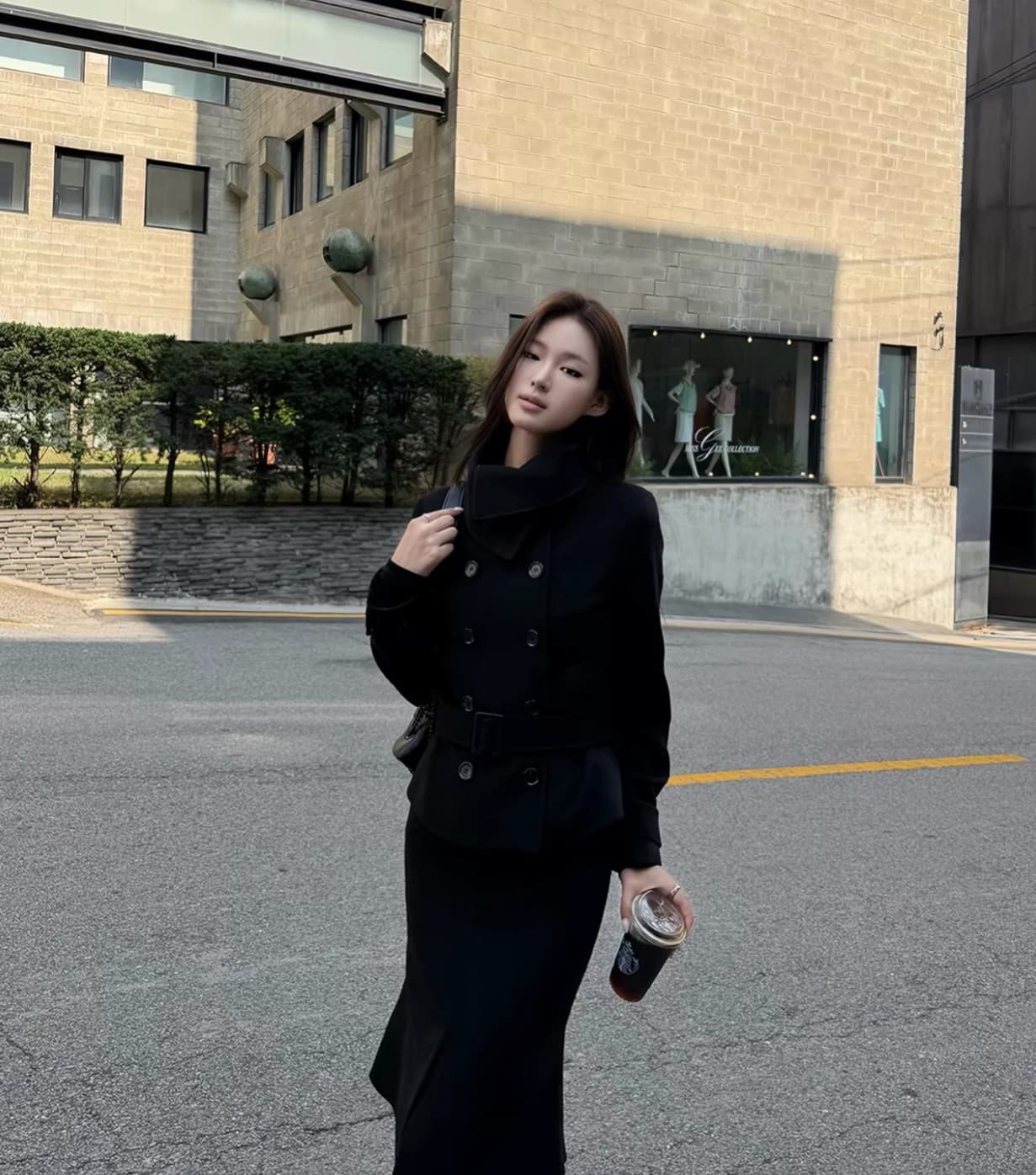 한국 chic 겨울 새로운 고급 센스 벨트 슬림해 보이는 이중 버튼 두꺼운 모직 외투 상세 이미지 8