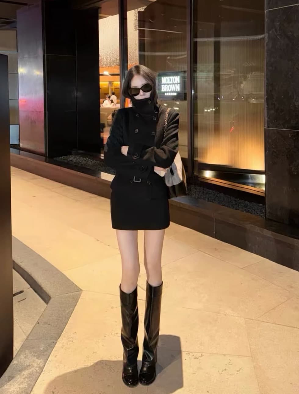 한국 chic 겨울 새로운 고급 센스 벨트 슬림해 보이는 이중 버튼 두꺼운 모직 외투 상세 이미지 13