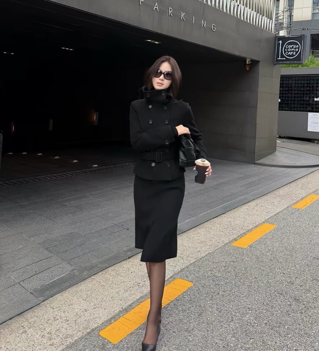 한국 chic 겨울 새로운 고급 센스 벨트 슬림해 보이는 이중 버튼 두꺼운 모직 외투 상세 이미지 14