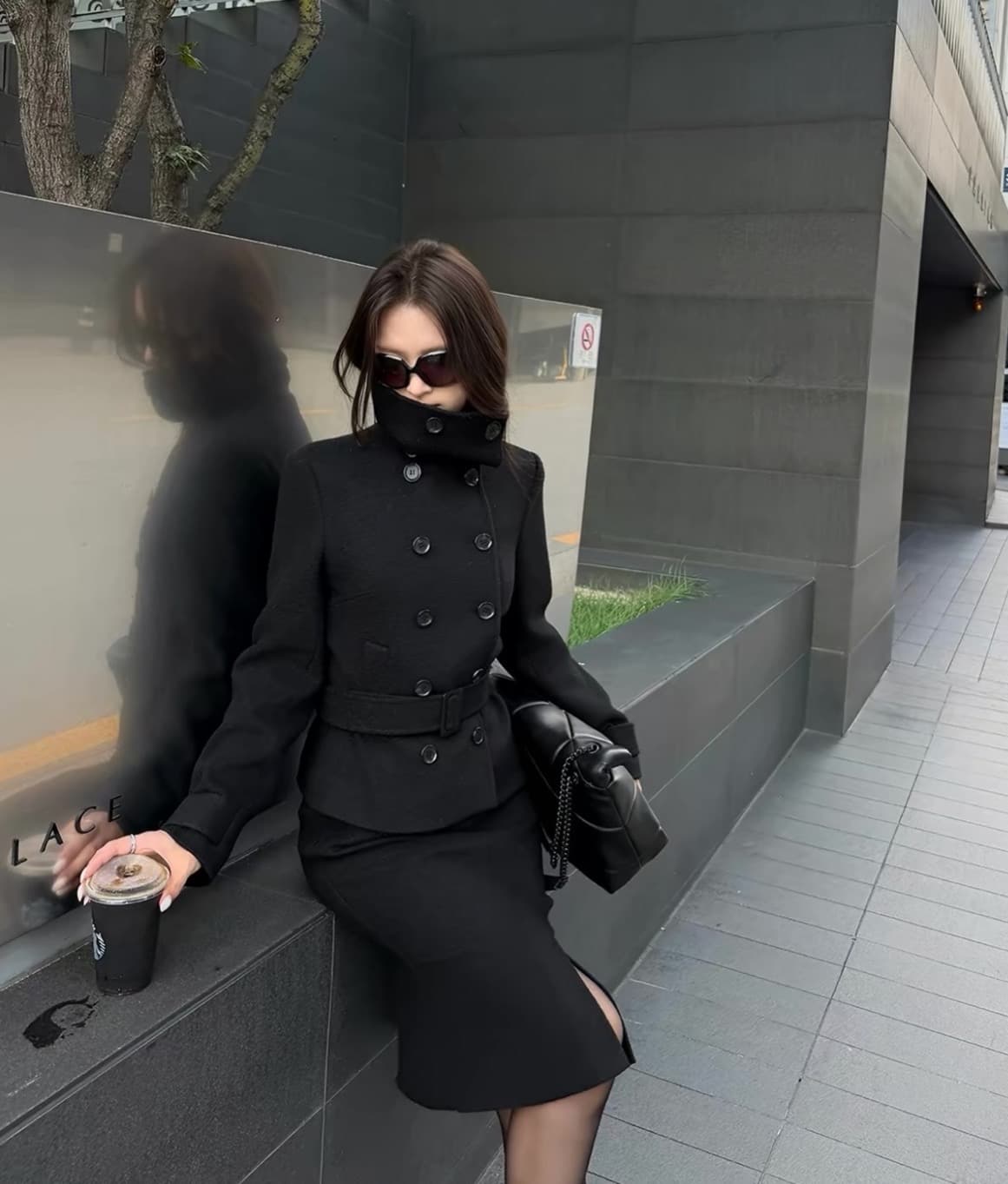 한국 chic 겨울 새로운 고급 센스 벨트 슬림해 보이는 이중 버튼 두꺼운 모직 외투 상세 이미지 18
