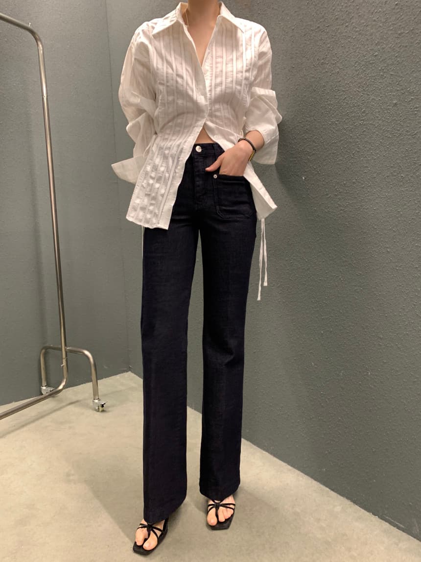 있음 선적 사이즈 업데이트 chic 가을 겨울 새로운 스트라이프 폴로 칼라 레이스업 긴팔 셔츠 여성 몸매 가꾸기 슬림해 보이는 셔츠 상세 이미지 27