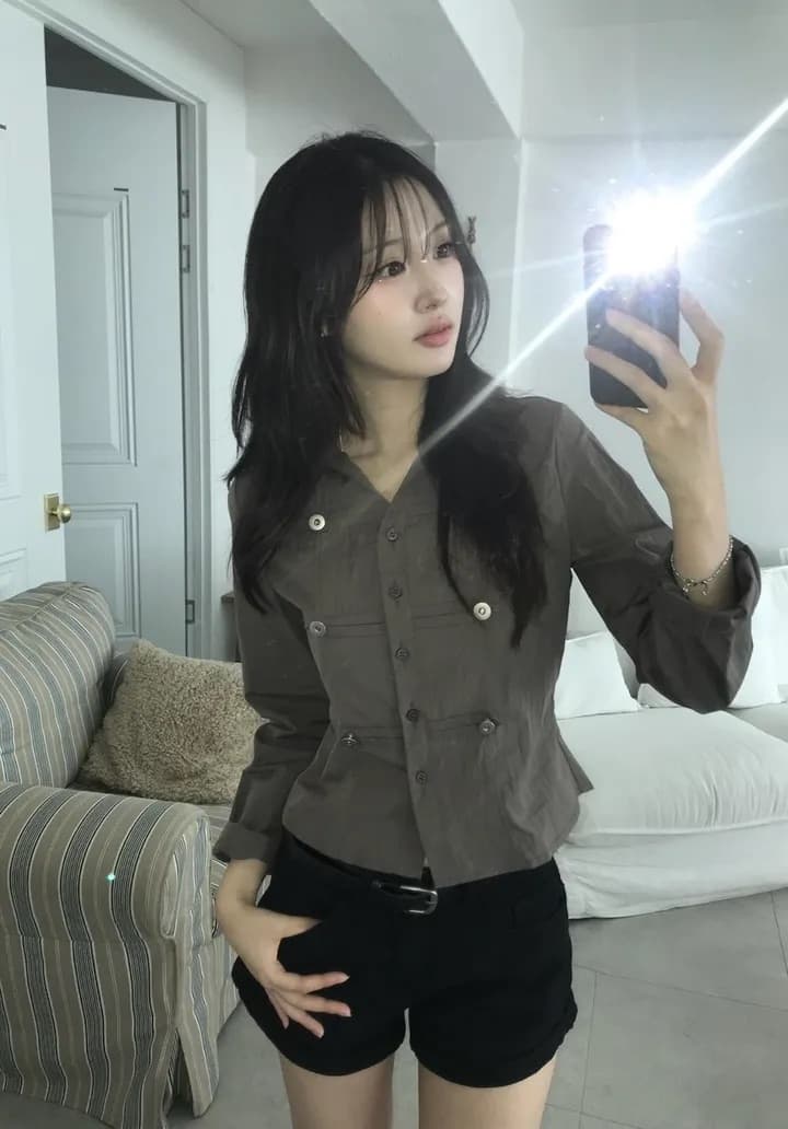 한국 chic 가을 겨울 새로운 레트로 단추 장식 몸매 가꾸기 슬림해 보이는 셔츠 상세 이미지 14