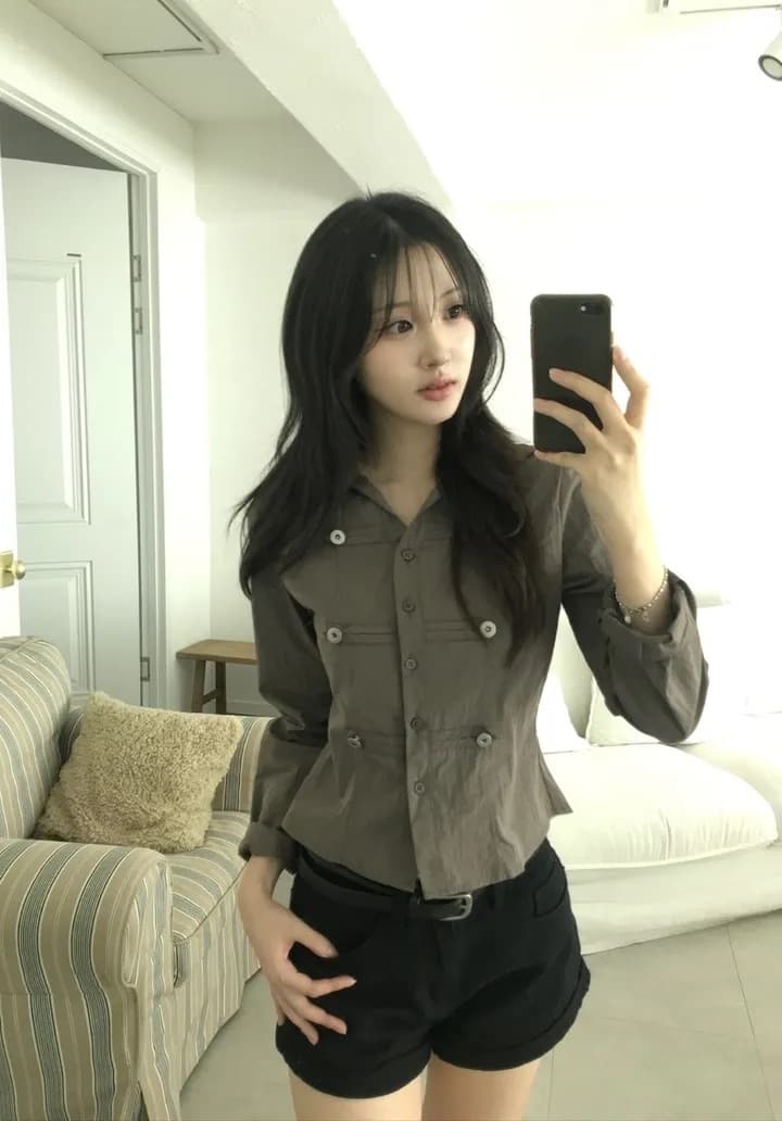 한국 chic 가을 겨울 새로운 레트로 단추 장식 몸매 가꾸기 슬림해 보이는 셔츠 상세 이미지 15