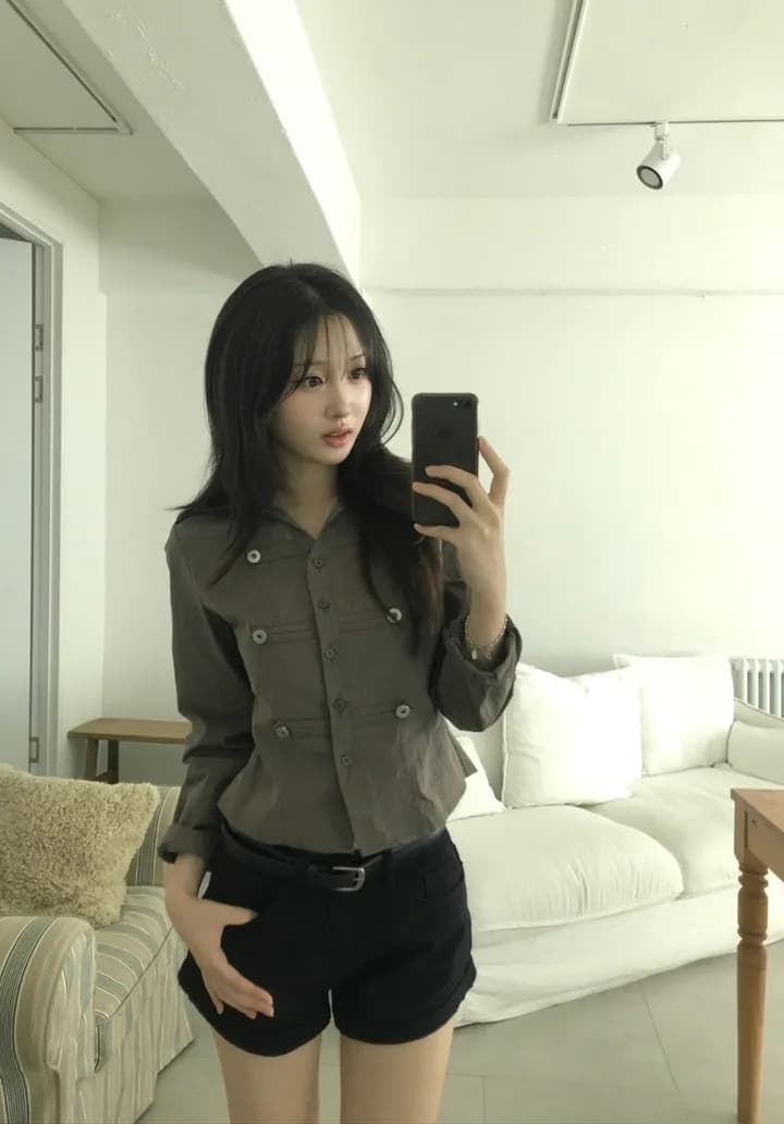 한국 chic 가을 겨울 새로운 레트로 단추 장식 몸매 가꾸기 슬림해 보이는 셔츠 상세 이미지 16