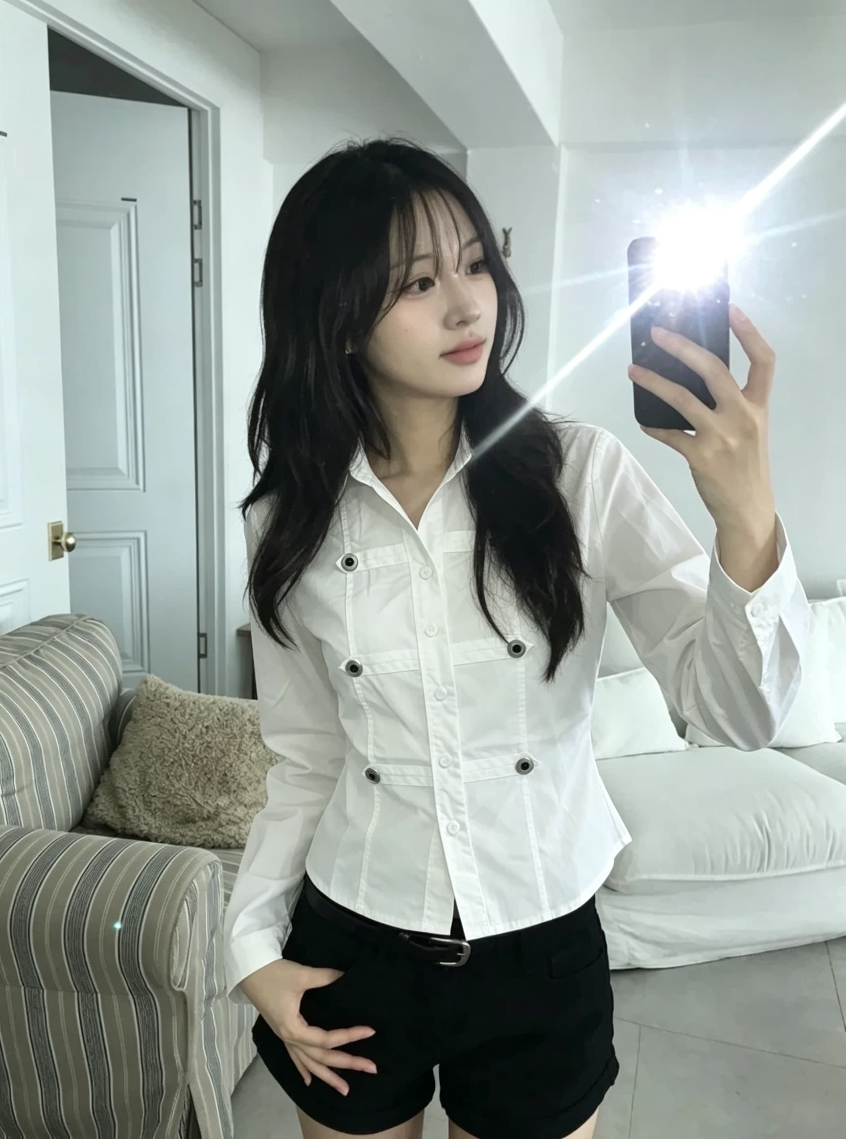 한국 chic 가을 겨울 새로운 레트로 단추 장식 몸매 가꾸기 슬림해 보이는 셔츠 상세 이미지 20