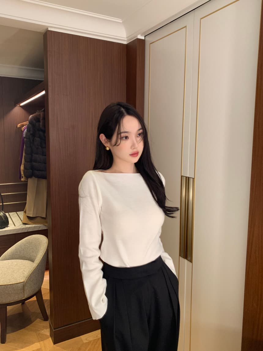 있음 선적 사이즈 업데이트 한국 chic 가을 한국 스타일 레트로 스트라이프 나팔 소매 니트 스웨터 여성 몸매 가꾸기 맨위 상세 이미지 19