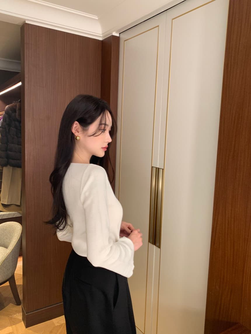 있음 선적 사이즈 업데이트 한국 chic 가을 한국 스타일 레트로 스트라이프 나팔 소매 니트 스웨터 여성 몸매 가꾸기 맨위 상세 이미지 22