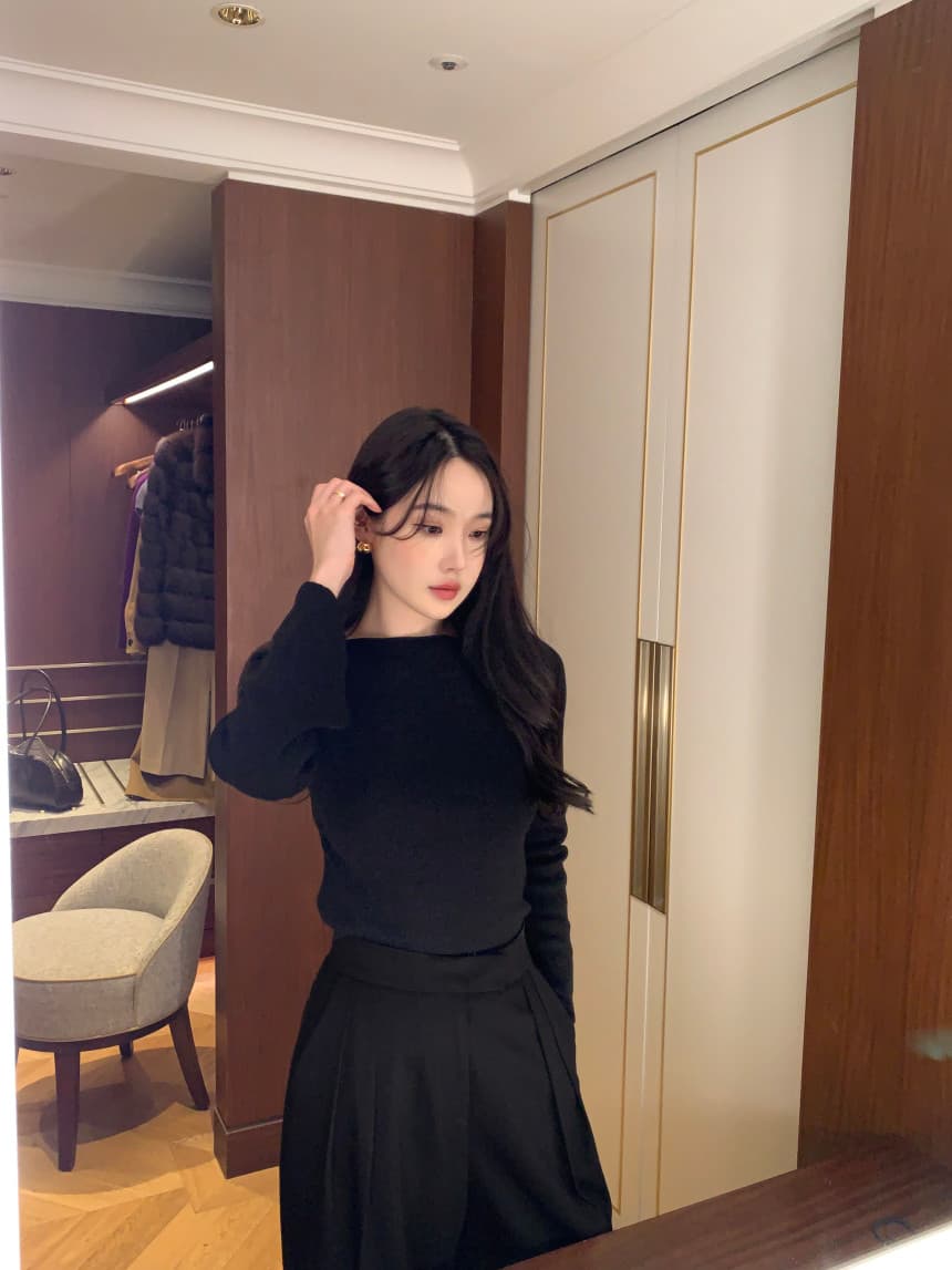 있음 선적 사이즈 업데이트 한국 chic 가을 한국 스타일 레트로 스트라이프 나팔 소매 니트 스웨터 여성 몸매 가꾸기 맨위 상세 이미지 40