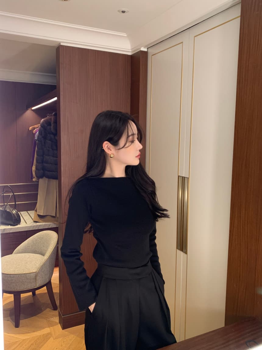 있음 선적 사이즈 업데이트 한국 chic 가을 한국 스타일 레트로 스트라이프 나팔 소매 니트 스웨터 여성 몸매 가꾸기 맨위 상세 이미지 42