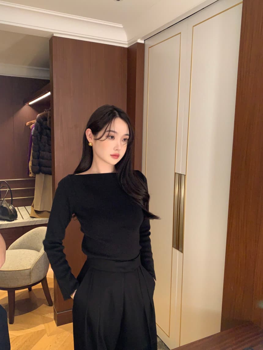있음 선적 사이즈 업데이트 한국 chic 가을 한국 스타일 레트로 스트라이프 나팔 소매 니트 스웨터 여성 몸매 가꾸기 맨위 상세 이미지 45