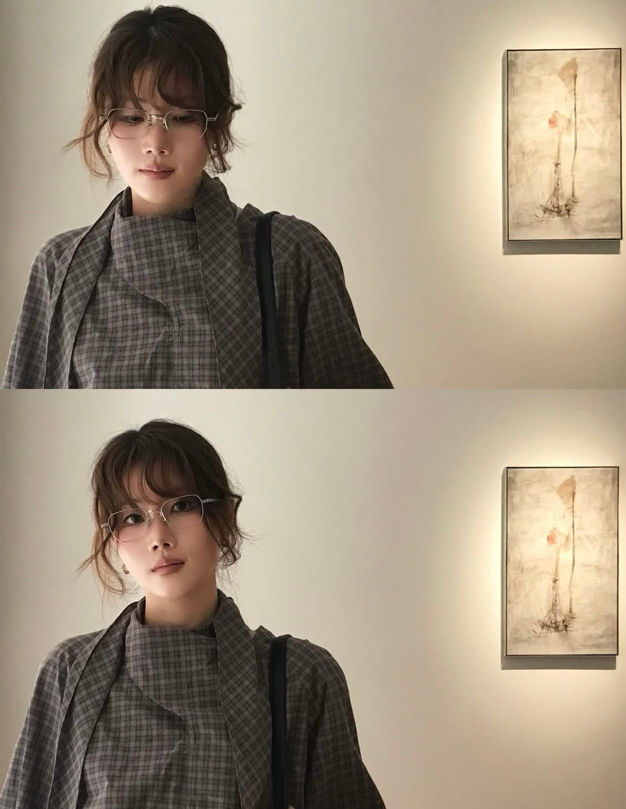 있음 선적 사이즈 업데이트 한국 chic 가을 겨울 새로운 한 부서 레트로 체크무늬 리본 다용도 바지를 입는 셔츠 상세 이미지 3