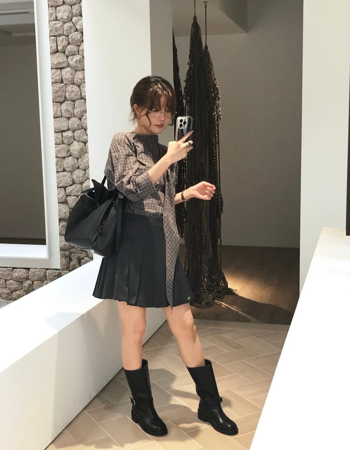 있음 선적 사이즈 업데이트 한국 chic 가을 겨울 새로운 한 부서 레트로 체크무늬 리본 다용도 바지를 입는 셔츠 상세 이미지 8