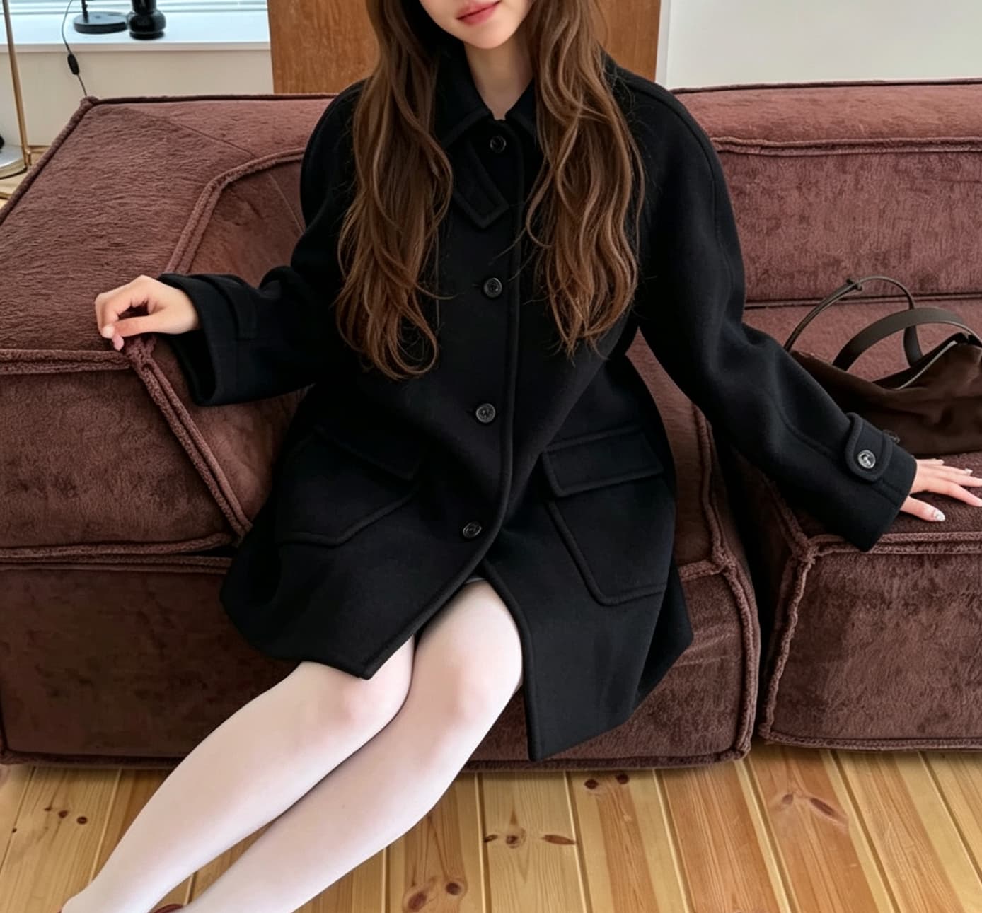 한국 chic 겨울 새로운 한 부서 플러스 면 두꺼운 모직 코트 이미지 4