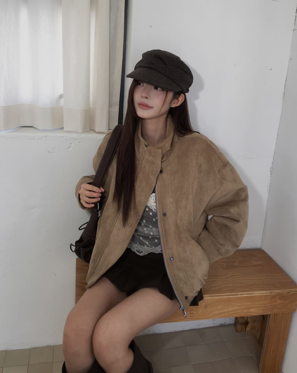있음 선적 한국 chic 가을 겨울 새로운 한 부서 레트로 아름다움 라드. 녹용 가죽 자켓 재킷 이미지 3