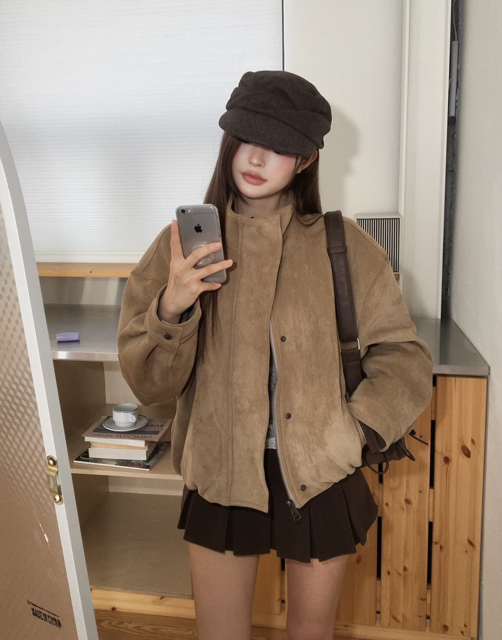 있음 선적 한국 chic 가을 겨울 새로운 한 부서 레트로 아름다움 라드. 녹용 가죽 자켓 재킷 이미지 4