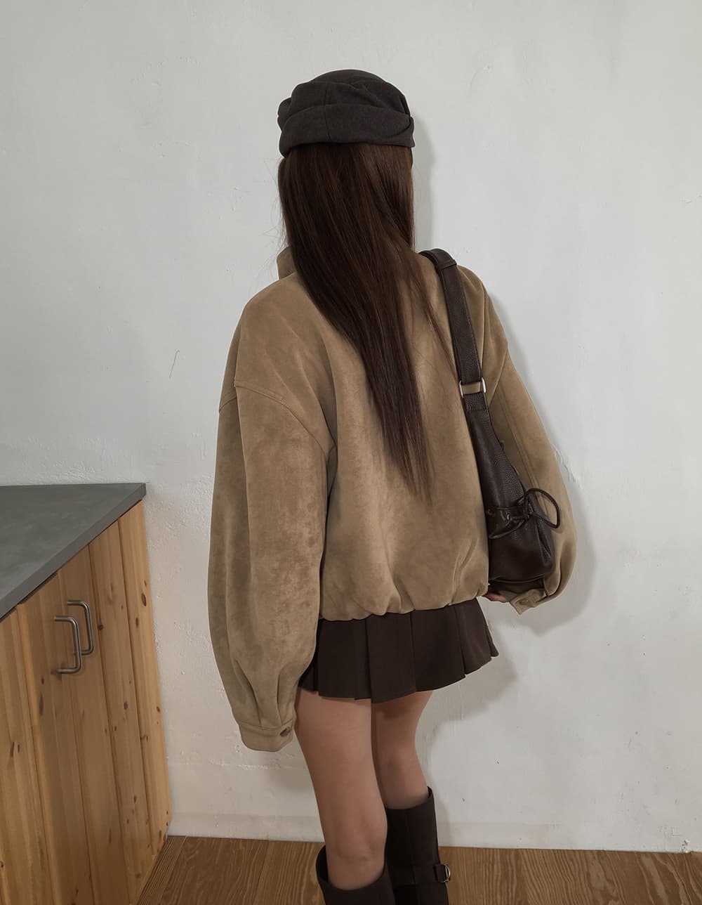 있음 선적 한국 chic 가을 겨울 새로운 한 부서 레트로 아름다움 라드. 녹용 가죽 자켓 재킷 상세 이미지 7