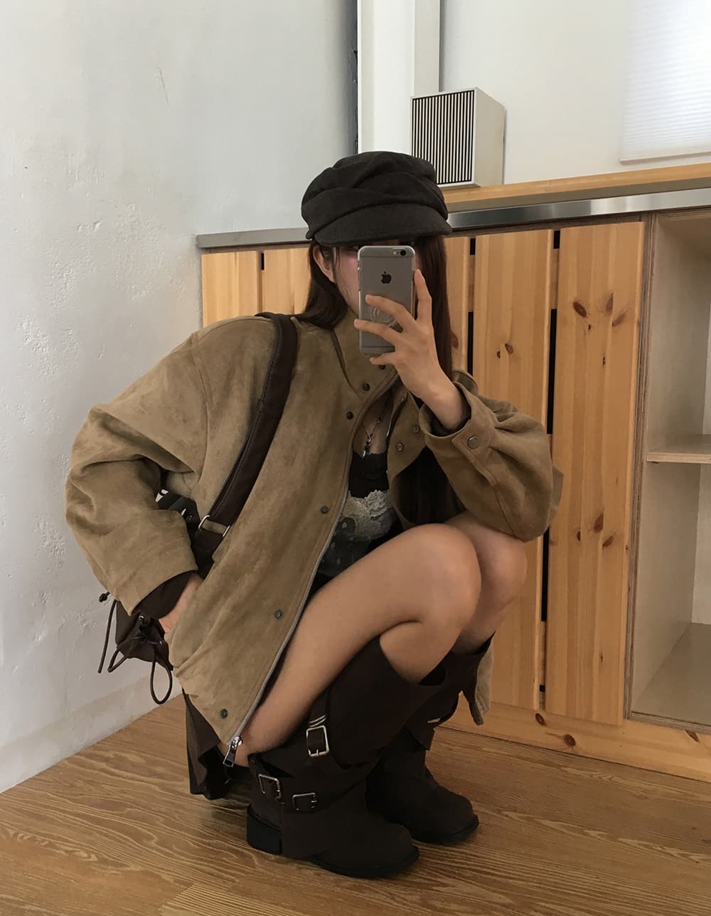 있음 선적 한국 chic 가을 겨울 새로운 한 부서 레트로 아름다움 라드. 녹용 가죽 자켓 재킷 상세 이미지 10
