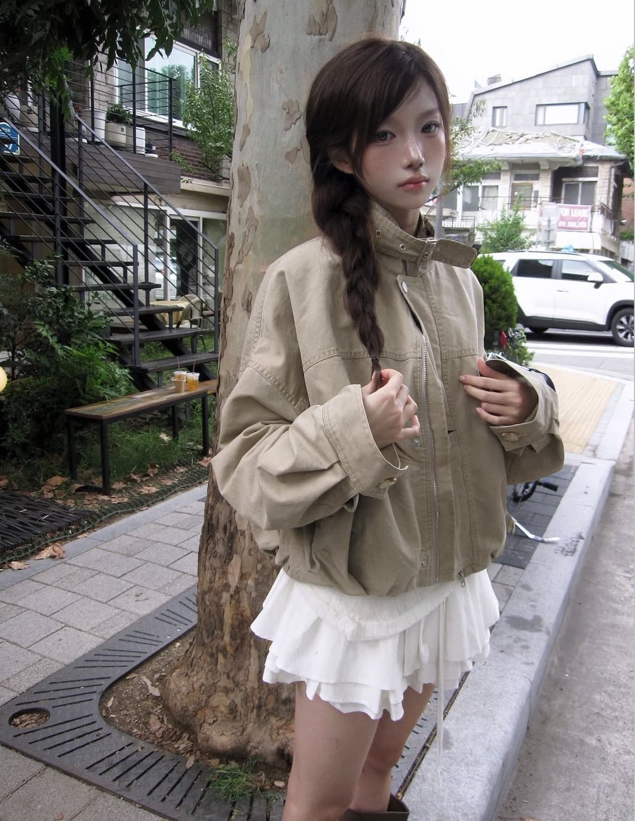 한국 chic 가을 겨울 새로운 레트로 스탠드 칼라 워크웨어 짧은 외투 상세 이미지 9
