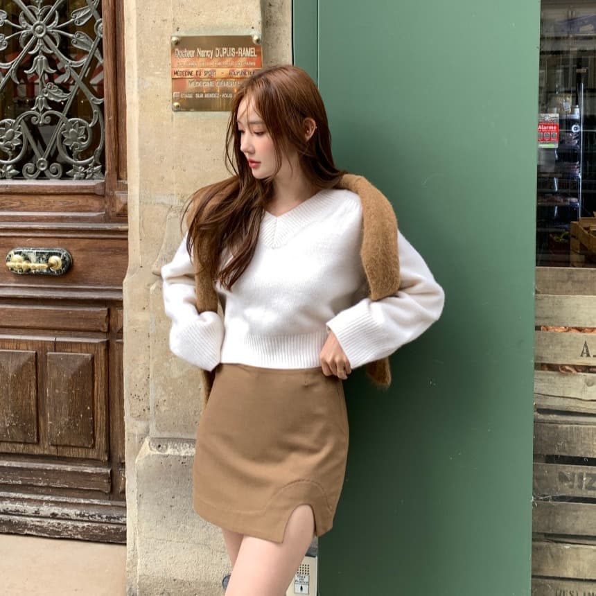 있음 선적 사이즈 업데이트 한국 chic 가을 겨울 레트로 V넥 긴팔 스웨터 여자 루즈핏 느긋한 니트 스웨터