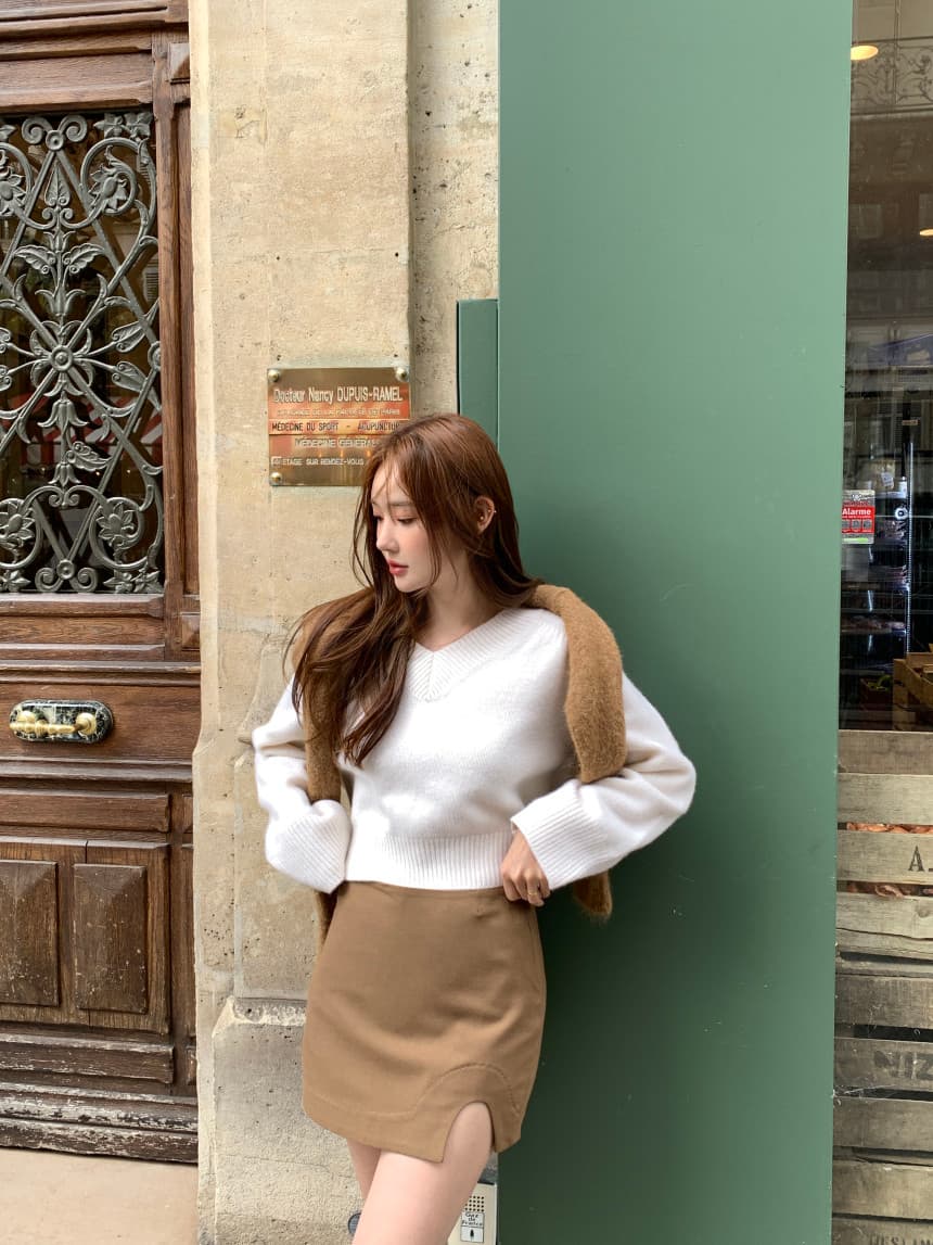 있음 선적 사이즈 업데이트 한국 chic 가을 겨울 레트로 V넥 긴팔 스웨터 여자 루즈핏 느긋한 니트 스웨터 상세 이미지 7